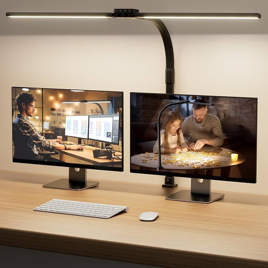 best desk lamp for eye comfort in a modern home office workspace