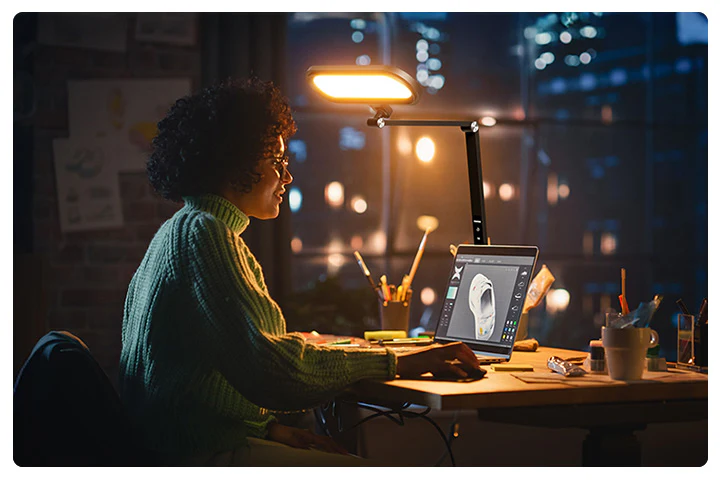 Proper desk lamp placement for reducing eye strain