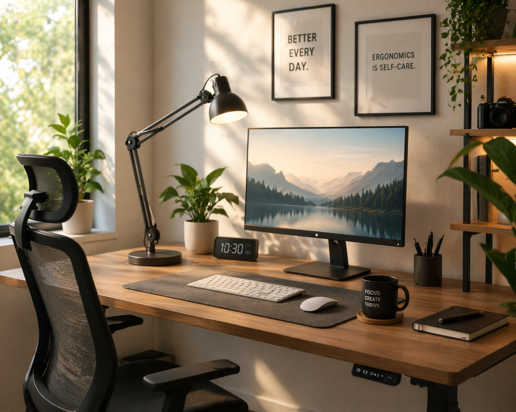 healthy desk lighting setup for eye comfort