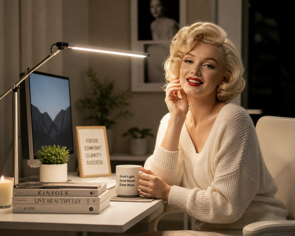 modern desk lamp setup reducing eye strain with soft lighting